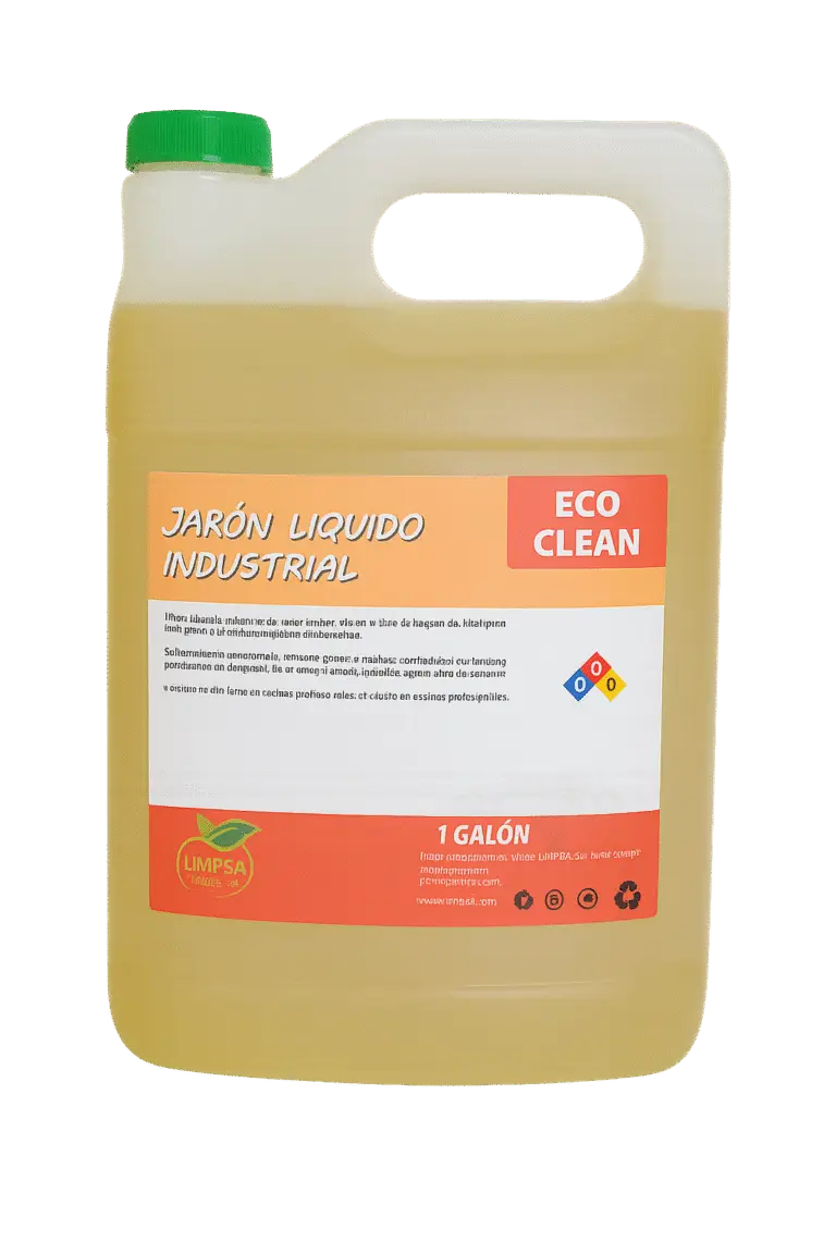 Envase de un galón de Jabón Líquido Industrial ámbar, viscoso, sin olor y biodegradable de la marca LIMPSA, ideal para limpieza de vajillas en restaurantes.