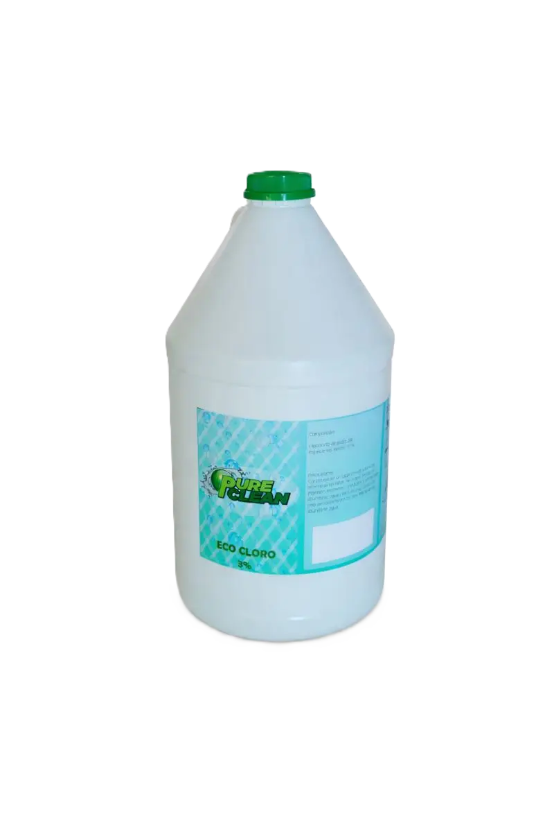 Galón blanco de cloro al 3% Pure Clean Eco Cloro para limpieza y desinfección profesional