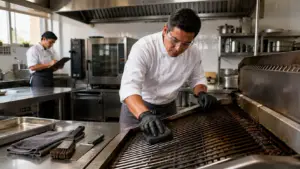 Mantenimiento de equipos de cocina industrial con limpieza de parrilla