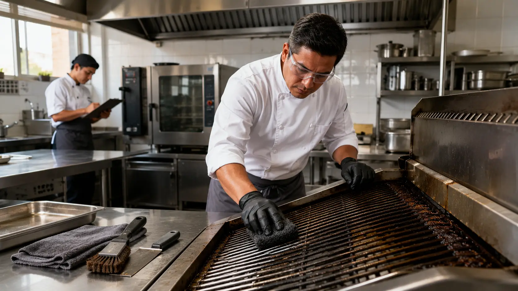 Mantenimiento de equipos de cocina industrial con limpieza de parrilla