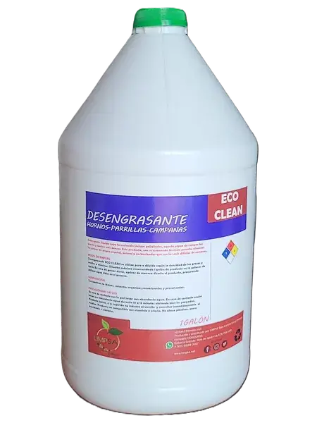 Galón de Desengrasante para hornos, campanas y parrillas EcoClean, producto de limpieza fabricado por LIMPSA